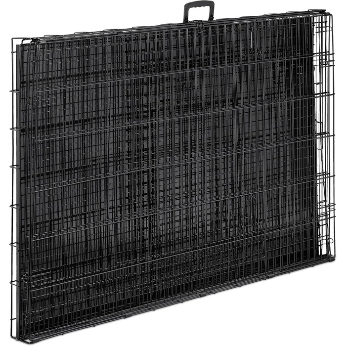 Клітка для собак Relaxdays, для дому та автомобіля, HBT: 87 x 122 x 80 см, складана собача будка з дном, 2 двері, ручка, сталь, чорна L 80 x B 122 x H 87 см