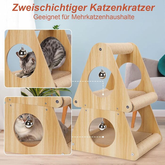 Кігтеточка Ownpets для котів, будиночок, 54 см, багатофункціональна, екологічна, стабільна, ідеальна для відпочинку та заточування кігтів