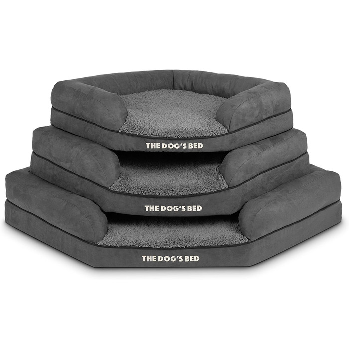 Ортопедичне ліжко для собак з memory foam, водонепроникне, кутове, середнього розміру, чорний плюш, для собак з артритом та дисплазією кульшових суглобів, терапевтичне та підтримуюче