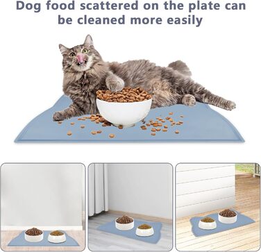 Килимок для котячого корму, силіконовий, неслизький, водонепроникний, блакитний