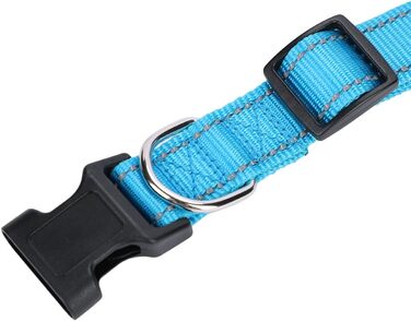 Нашийник для собак Türki з нейлону, з гравіюванням, світловідбиваючий, для великих, середніх та маленьких собак (S, блакитний)