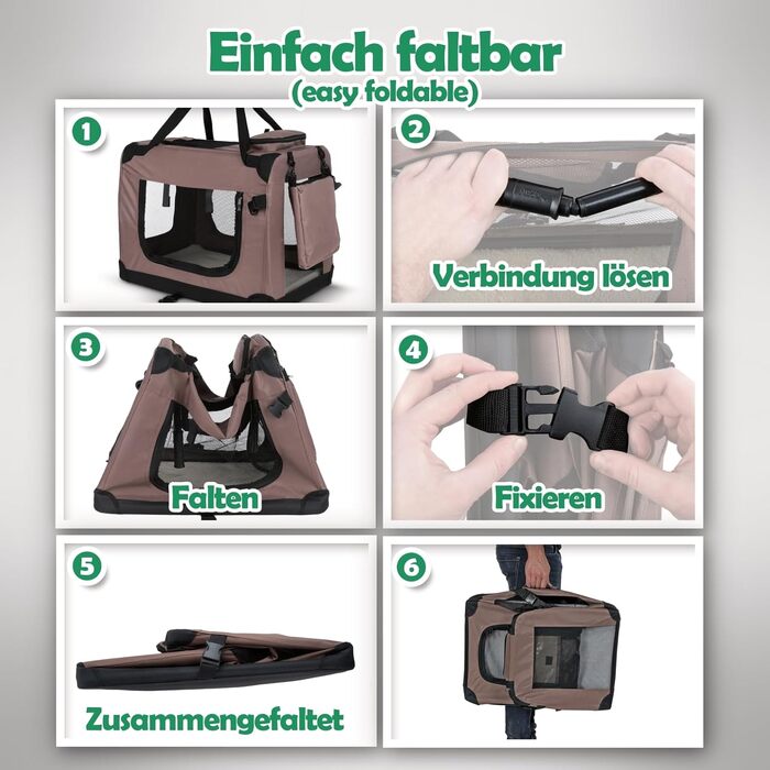 Транспортна переноска для собак та котів PET VIOLET – складана, міцна, для подорожей в авто та авіаперельотах (62x42x44 см, 50x34x36 см, чорна)