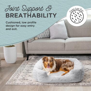 Лежак для собак Best Friends by Sheri Soothe & Snooze Lounge Lux, прямокутний, memory-foam, сірий, 91×69 см, знімний чохол, для великих порід