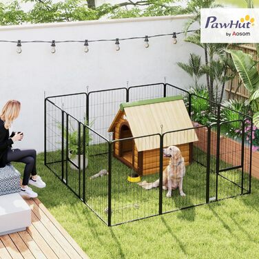 PawHut Вольєр для цуценят/собак з 12 секцій, 68x100 см, дверцятами, шпильками, захисним тентом, для використання в приміщенні та на вулиці