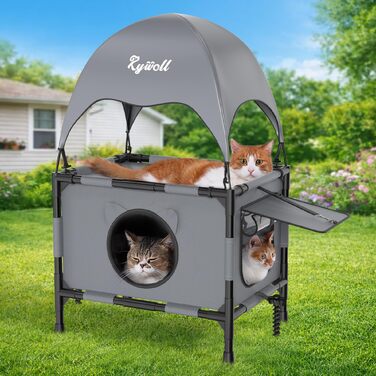 Вольєр для котів Rywell Extra Large, 3 поверхи, 5 вікон, портативний, для вулиці/тераси, 145x110x110 см