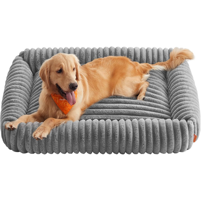 Feandrea Ортопедичне ліжко для собак, велике, з м'яким покриттям, 91 x 68 x 18 см, PGW312GD01 (XL 120 x 85 x 23 см, Сірий)