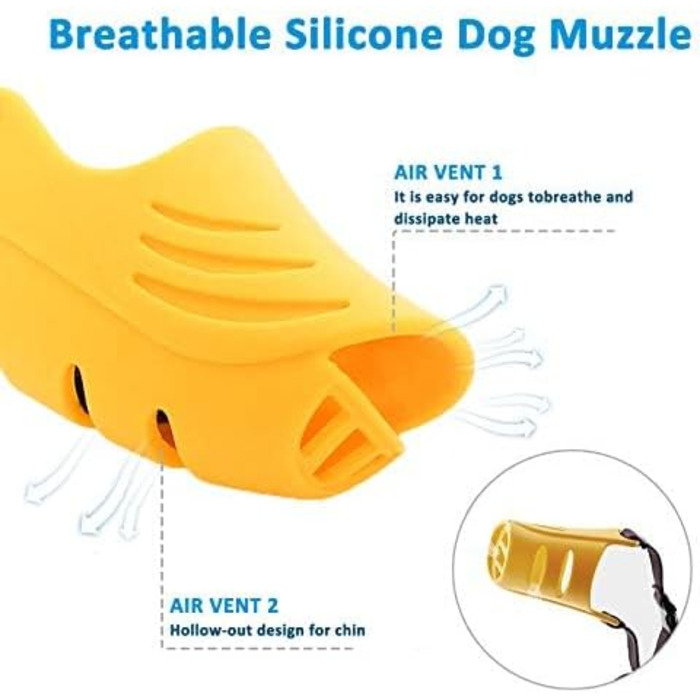 Нашийник-намордник для собак, м'який силіконовий, у вигляді гусені, жовтий, розмір S