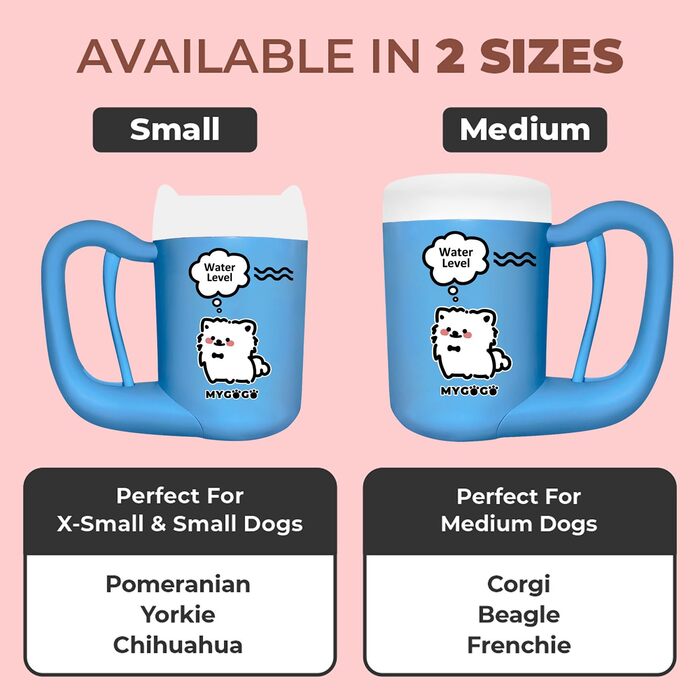 Автоматичний мийка лап для собак: для малих, середніх та великих порід, легка у використанні та чищенні (Блакитний, Medium)