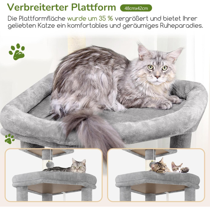 Комплекс для котів Globlazer Kratzbaum 165 см, великий, сірий: будиночок, платформа, лежак, стовпчики для дряпання
