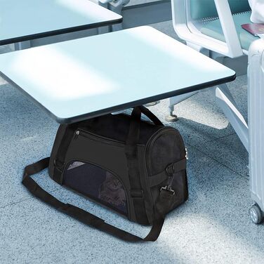 Транспортна сумка для котів та собак, L (50 x 23 x 34 см), чорна, водонепроникна, з сітчастими вікнами