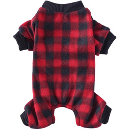 Піжама для собак Oncpcare з флісу, теплий халат, комбінезон, сорочка, одяг з бавовни для маленьких собак та котів, чорний/червоний в клітинку, розмір M