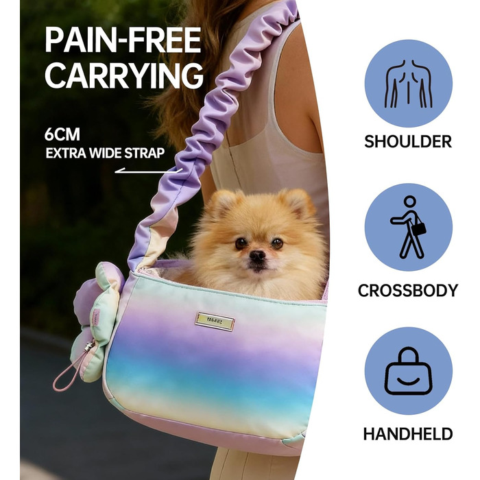 TOUCHDOG Сумка-переноска для собак та котів, легка, дихаюча, для подорожей (до 6 кг), рожева/блакитна