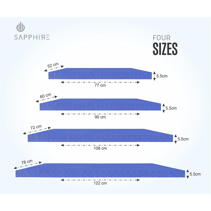 Матрац для собак, вологостійкий, сертифікований FR, міцний, для вулиці, розмір M, 90 x 60 x 5 см, блакитний