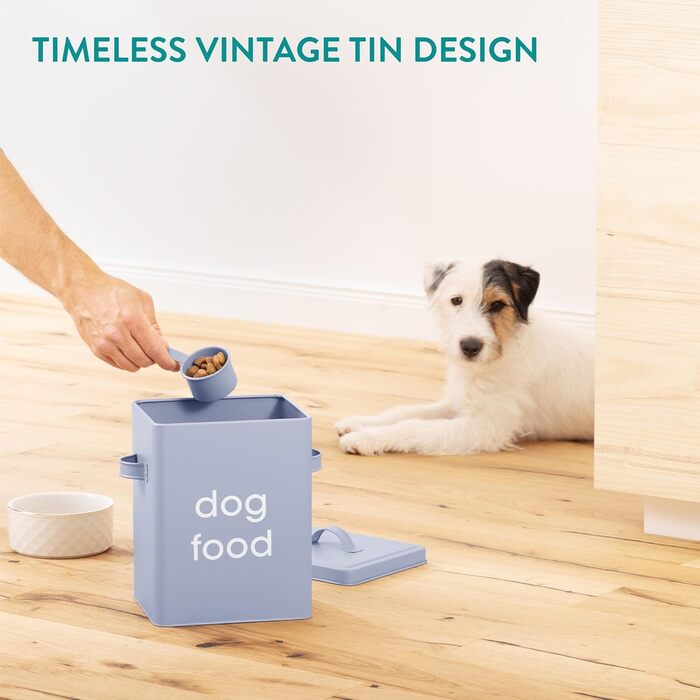 Контейнер для корму для собак Navaris з кришкою та лопаткою - синій