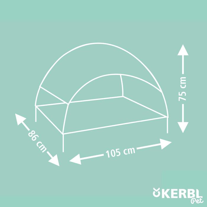 Лежанка для собак Kerbl Vacation Top, сіра, 105x86x75 см, знімний дах, зносостійка, для собак