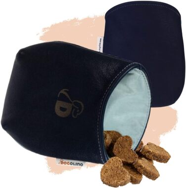 Сумка для ласощів DOGOLINO® для собак з натуральної шкіри - сумка для перенесення ласощів, фідер для собак, сумка для тренувань, захист одягу, сумка для перекусів під час прогулянок (Темно-синій, Basic)