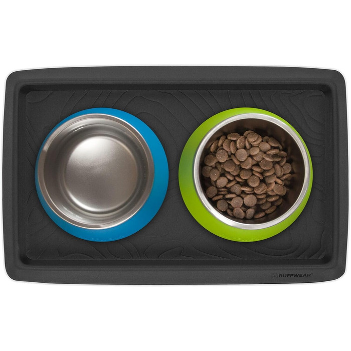 Килимок для собак Ruffwear Basecamp - водовідштовхуючий, з неслизьким покриттям, для їжі та води, підходить для 2 мисок, легко миється, силікон, середній, колір Базальт Grey.