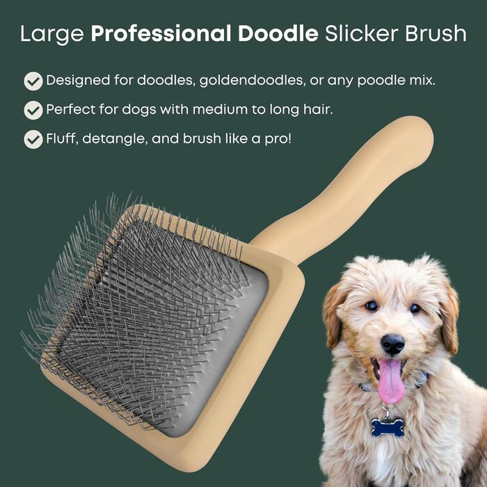 Професійна щітка для собак Doodle Slicker, для догляду за шерстю голдендудлів та пуделів, розплутування та вичісування, середня і довга шерсть, Freshly Bailey