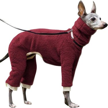 Зимовий комбінезон для собак – теплий флісовий костюм з принтом грейхаунд, комір-стійка, одяг для чотирилапих афганців (G, XL)