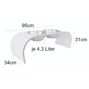 Набір мисок для собак ilaCasa - 2 шт. Підвищені, подвійні миски для корму та води. Підходить для собак великих порід, колір: білий