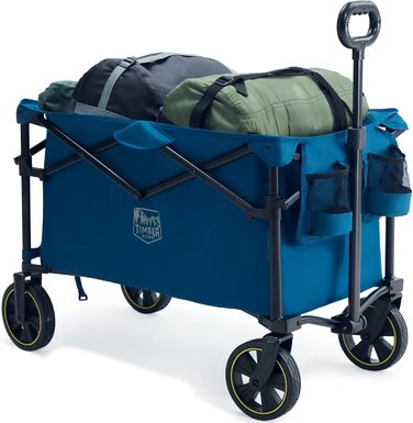 Садова та вантажна візок Timber Ridge 200л з ручкою та тримачем для напоїв, 100кг, для відпочинку, кемпінгу та покупок (Блакитний)