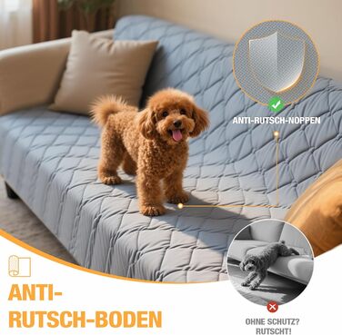 Водонепроникний килимок для собак Lekereise 157x208 см - 100% поглинання та захист від протікання, м'який, нековзний. Підходить для дивана, ліжка, авто. Легко прати. Для собак та котів (Сірий)