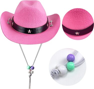 Ковбойський костюм для тварин: капелюх та бандана, рожевий. Аксесуари для собак та котів, ідеально для свят та повсякденного використання
