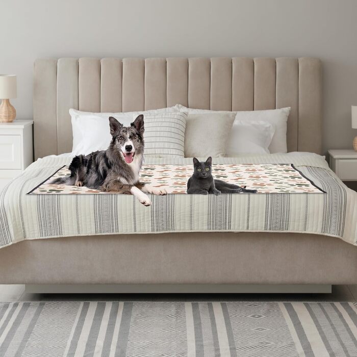 Килимок для тварин для дому та вулиці 127 x 152,4 см, зручний, водонепроникний, для пікніків та подорожей, складаний, зелений/коричневий