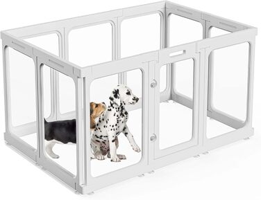 Кіяниця для цуценят SISKEYCOOC 60 см, прозора, з дверцятами, для собак середніх та маленьких порід, легка у догляді, для дому (10 шт.), біла