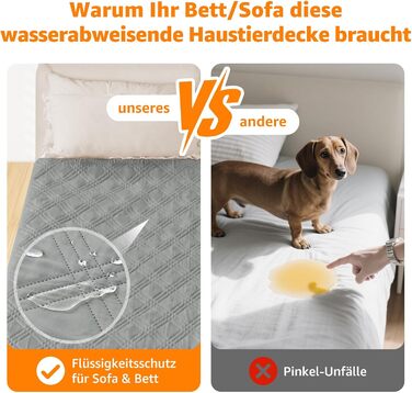 Водонепроникний килимок для собак Pick for Life, 208x304 см (Сірий) - захист дивану та ліжка