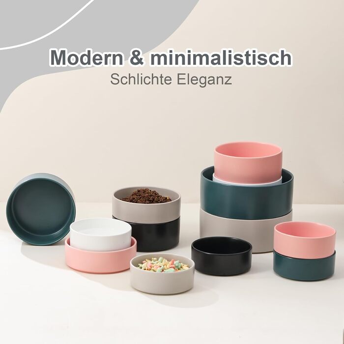 Керамічна миска для собак, годівниця для собак - неслизька миска для собак маленьких та середніх порід, миска для води для великих котів - керамічна миска для корму та води - 15 см - 320 г / 720 мл - біла