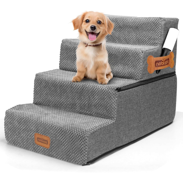 Східці для собак Nobleza – 4 сходинки, пандус для тварин, килимок для видалення ворсу, сходи для котів та собак до ліжка/дивану