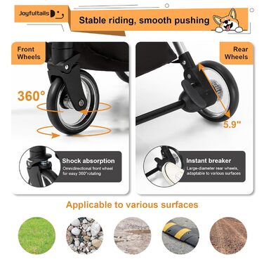 Візок для собак 3 в 1, до 15 кг, чорний. Складаний візок для собак і котів з сумкою-переноскою та дощовиком