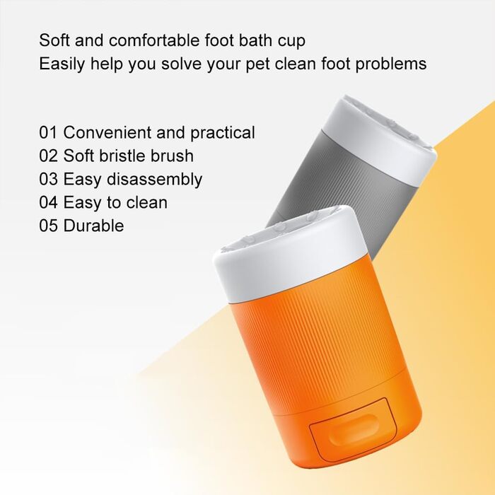 Набір для миття лап собак QUXVUIS з м'якою щетиною - зручне та ефективне очищення лап. ABS пластик, сірий колір.