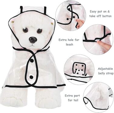 Дощовик для собак PETCUTE, чорний, PVC, з капюшоном, для середніх та великих собак (S)