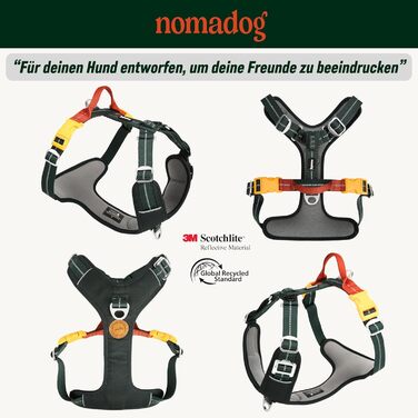 Шлея для собак Nomadog Trailblazer, антивитяг, з м'якою підкладкою та ручкою, регульована, відбиваюча, алюмінієві кільця, для активних собак середніх порід (M)