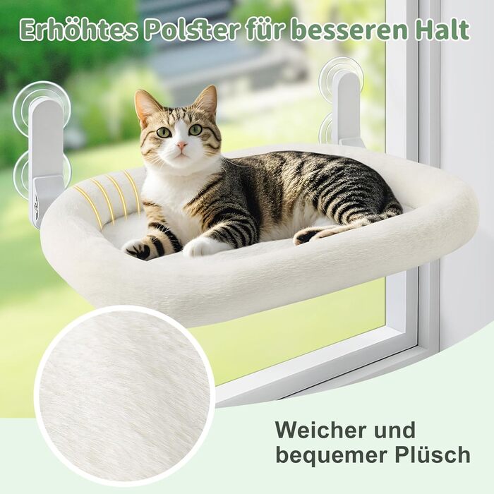 Кішка лежанка на вікно GUUSII HOME: розкладна, з 4 присосками, біла