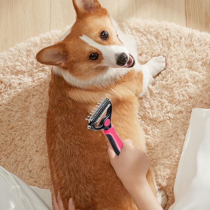 Щітка для видалення ковтунів для котів та собак, двостороння, для догляду за шерстю, для линяння, сталевий гребінь