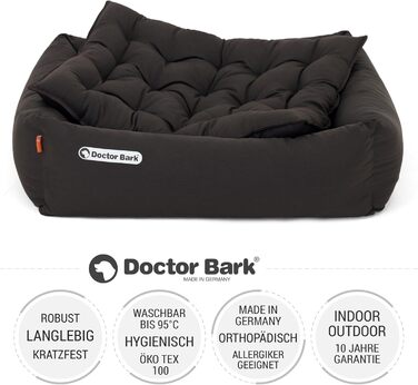 Ортопедичне ліжко для собак Doctor Bark - миється до 95°C, гігієнічне, без запаху, з м'якою підстилкою для собак середніх порід (S - 70x60 см, Коричневе)