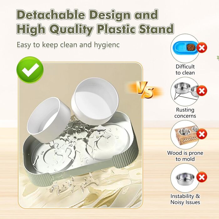 Керамічні годівниці для котів та собак, піднята платформа, набір мисок для їжі та води, антивикидування, годівниця для домашніх тварин