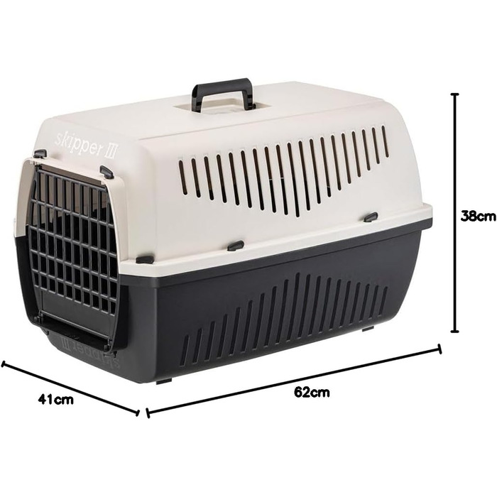 Переноска для котів та собак Ferplast SKIPPER 3, 62x41x38 см, пластик, бежева