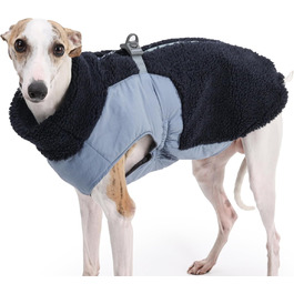 Зимовий теплий одяг для собак, куртка з флісовою підкладкою, вітронепроникна, з отвором для шлейки (Блакитний, S)