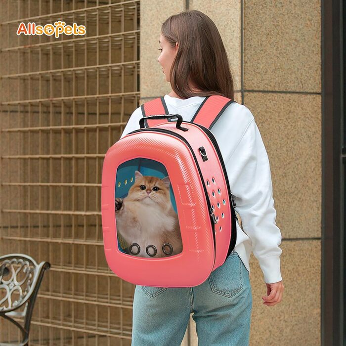 Рюкзак-переноска для кота/цуценя ALLSOPETS Bubble, рожевий. Знімна підстилка, для подорожей, прогулянок