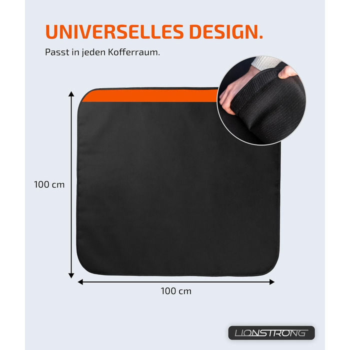 Захист вантажного відсіку LIONSTRONG® – універсальний килимок для багажника авто [з м'якою підкладкою та водонепроникним покриттям] – захист від бруду, подряпин та вологи (100x100 см)