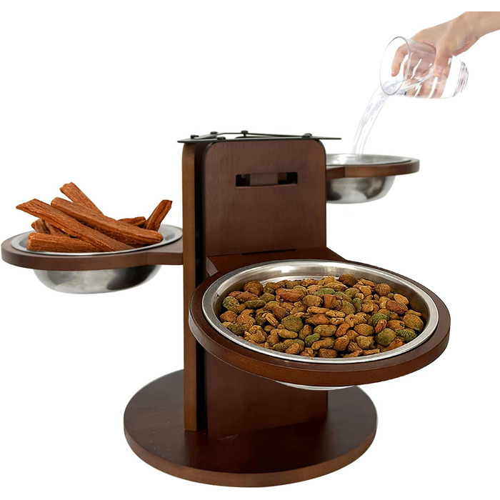 Підвищений годівниця для собак, регульована по висоті, 3-рівнева годівниця для собак, підставка з 3 мисок з нержавіючої сталі, 650 мл, годівниця для собак з антиковзним дном