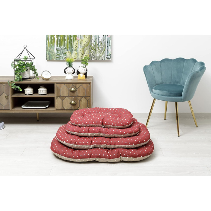 Лежанка для собак та котів Baroni Home - XL, 62x100x9 см, двостороння, серця, сірий та бордовий кольори