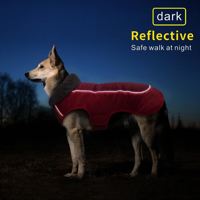 Теплий зимовий одяг для собак Idepet: водонепроникний костюм, куртка, 3XL, червоний/чорний