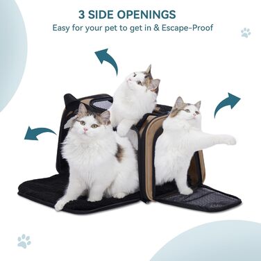 Транспортувальна сумка для котів і малих собак Petsfit, легка авіасумка з захисним ременем і розширюваним килимком, розмір S, колір хакі