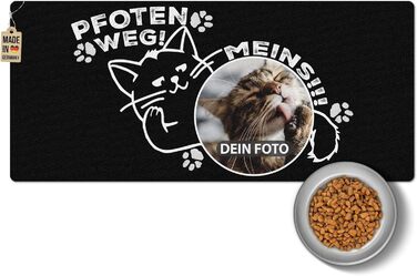 Підкладка під годівницю для котів з фотографією, персоналізований подарунок для власників котів, миється, нековзна (90 x 40 см)