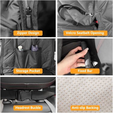 Захисний чохол на сидіння для собак Beerte, жорстка основа, 600D, водонепроникний, стійкий до подряпин, неслизький, з сіткою та кишенею для зберігання, для автомобіля